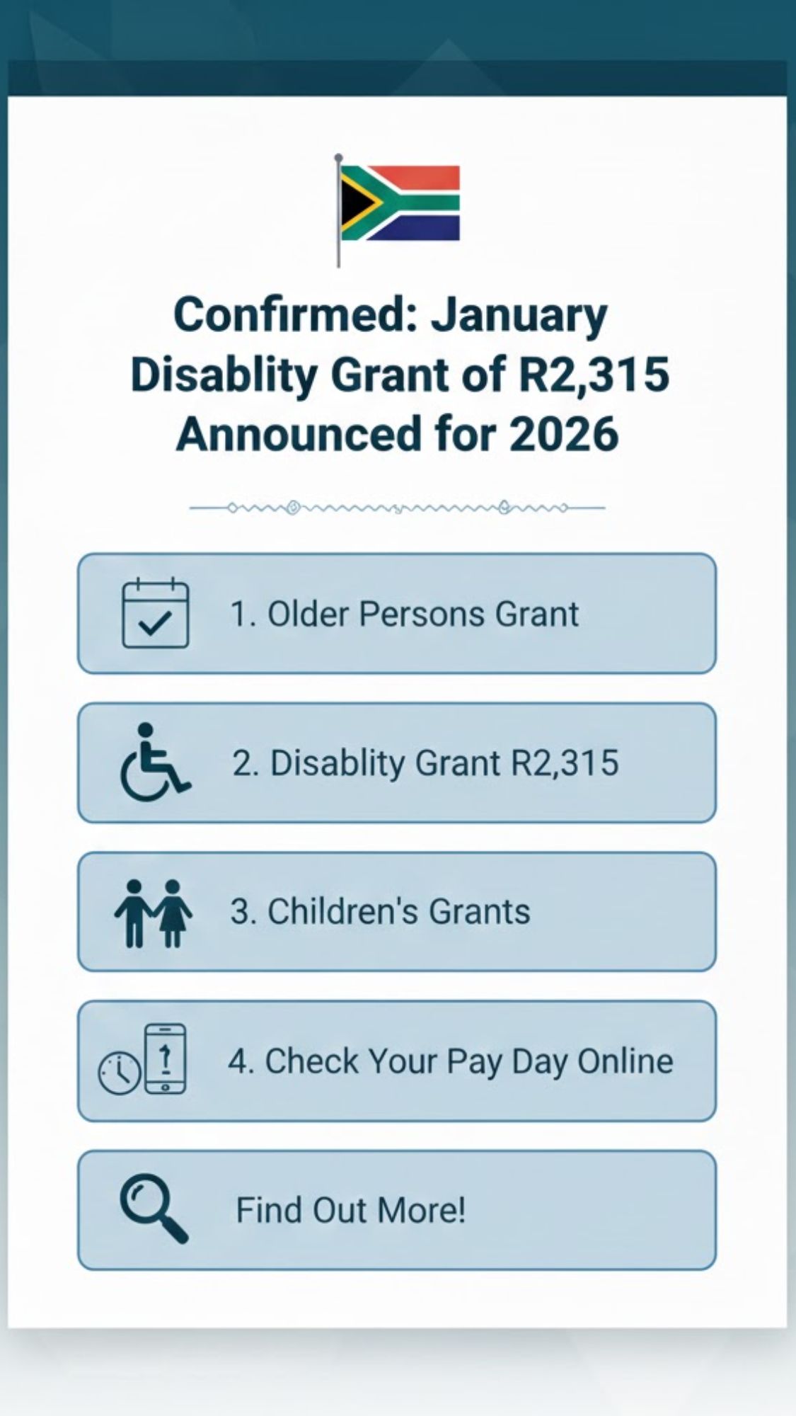 January 2026 Disability Grant